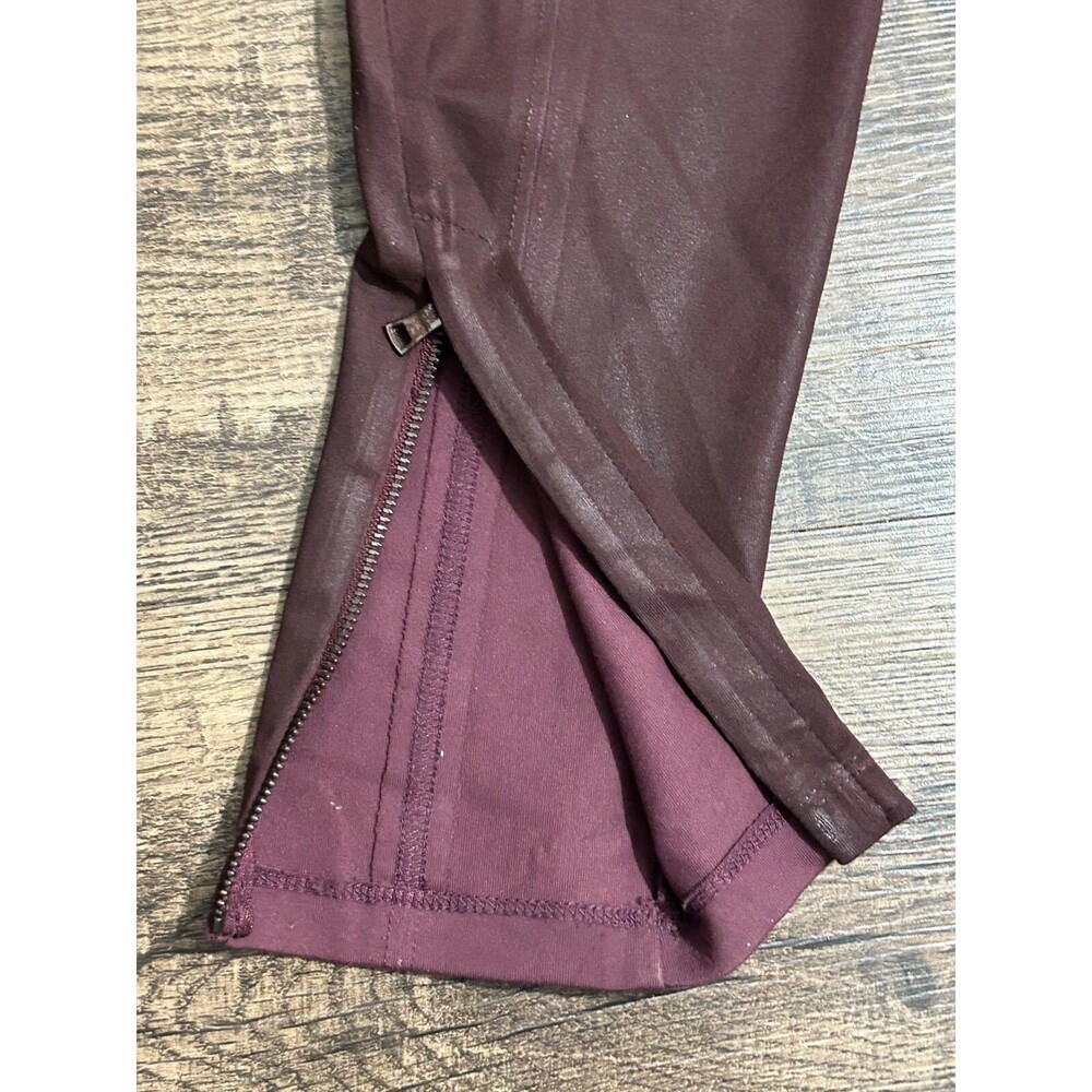 David Lerner Moto Leggings L‎ Burgundy Oxblood Stretch Zip Ankle Made in USA - Picture 8 of 12